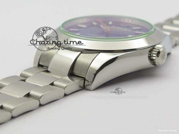 0414 Fashionable Milgauss 116400 GV JF 1:1 Green Sapphire Blue Dial On SS Bracelet A2824 V 3950